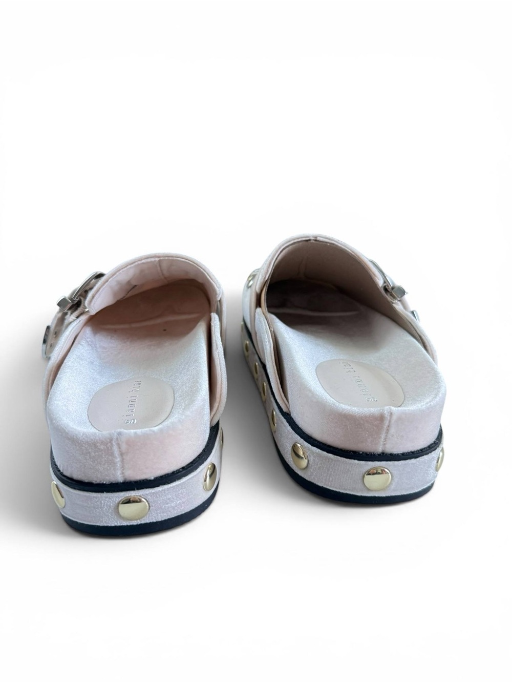 Gianni Bini Women Cream Studded Clog Mule Gold Silver Stud Buckle Size 6 NWT - Picture 7 of 8